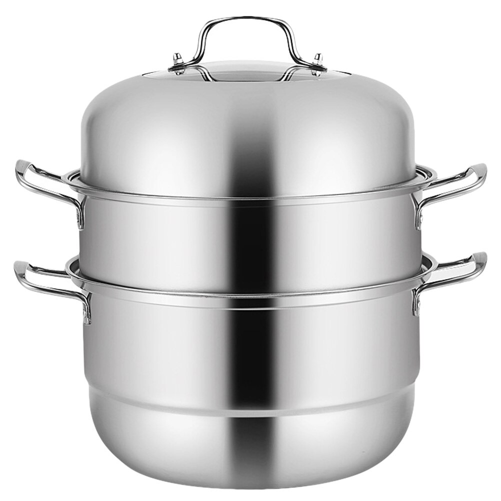 1Pc Duurzaam Rvs Stockpot Opslag Container Thuis Levering (Drie-Layer, 28Cm) Voor Thuis: Default Title