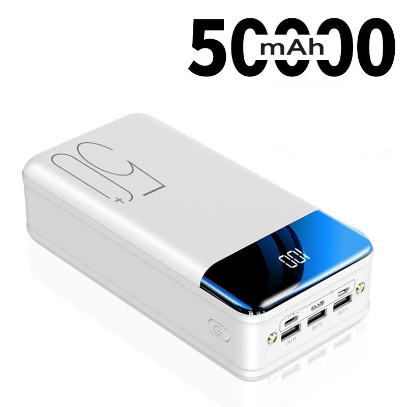 Batterie de puissance 50000mAh Charge rapide pour iPhone Xiaomi Huawei 3 USB Type C Powerbank chargeur Portable batterie externe batterie