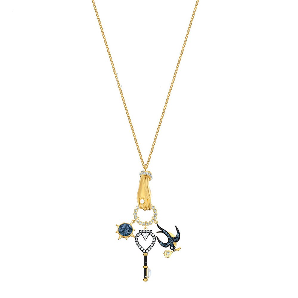 Herfst unieke magische bedel van zwaluw, sleutel en handpatroon hanger ketting prachtig