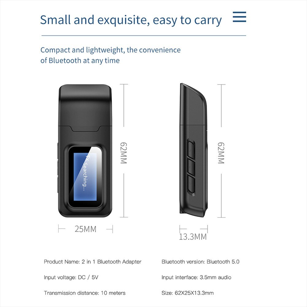Bluetooth Zender Ontvanger 5.0 Audio Ontvanger Met Usb Plug Bluetooth Adapter 3.5 Mm Micro Usb 5V/0.5A
