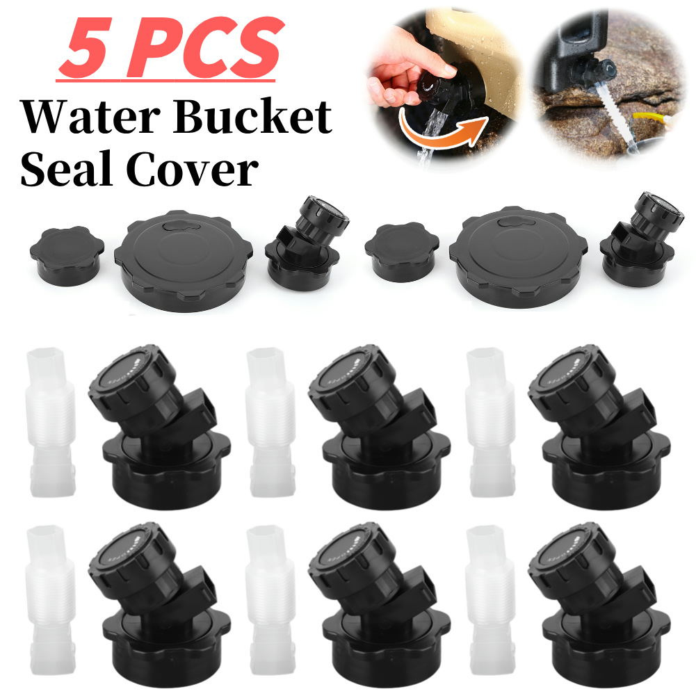 1-5 Stuks Draagbare Wateremmer Afdichting Deksel Met Kraan Camping Water Emmer Cover Water Opslag Container Deksel Voor Kamperen Wandelen