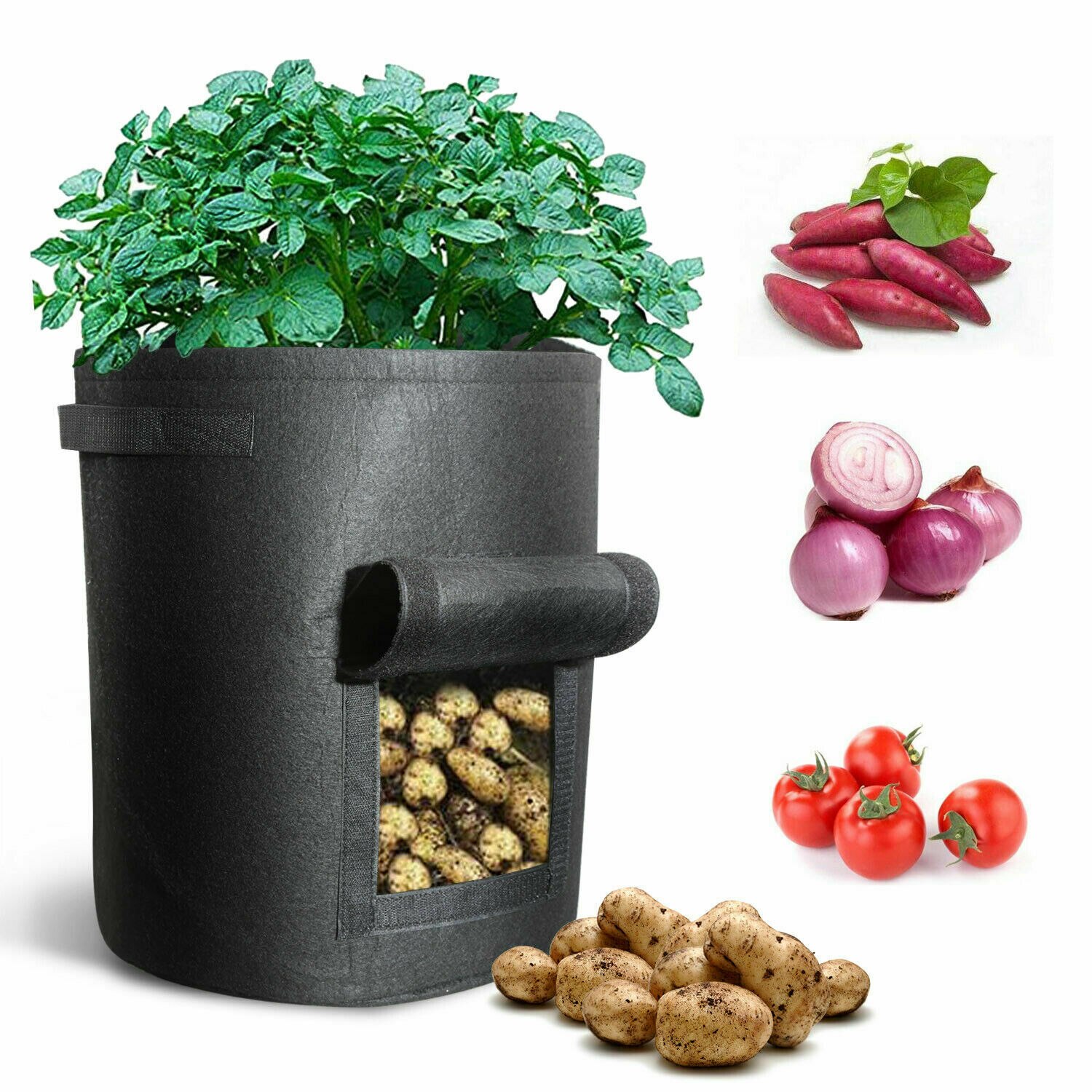 Plant Grow Bags home garden Potato pot greenhouse Vegetable Growing Bags Moisturizing jardin Vertical Garden Bag tools droship: 1pc black  (10gal)