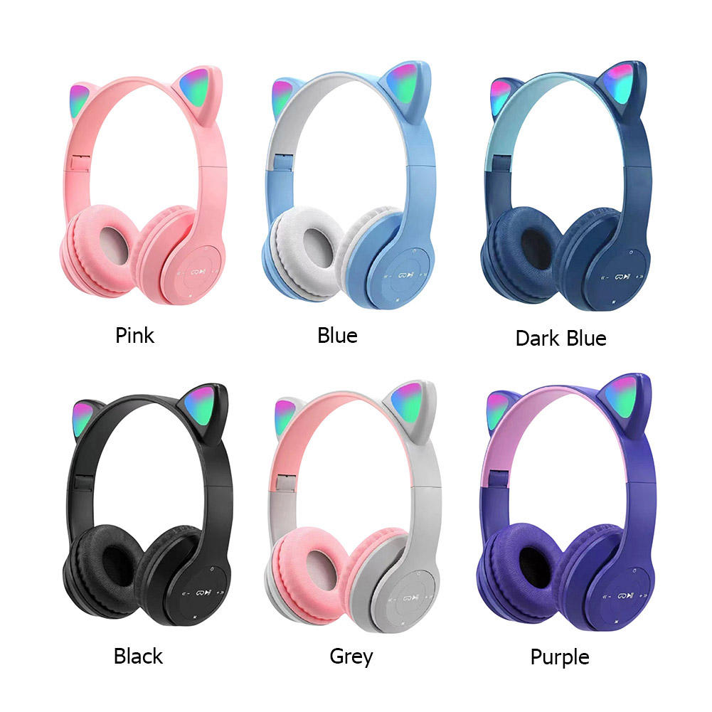 Gaming-headset Cat Ear Flitslicht Leuke kattenoren Bluetooth draadloze hoofdtelefoon Stereo Bass-headsets voor kinderen en volwassenen