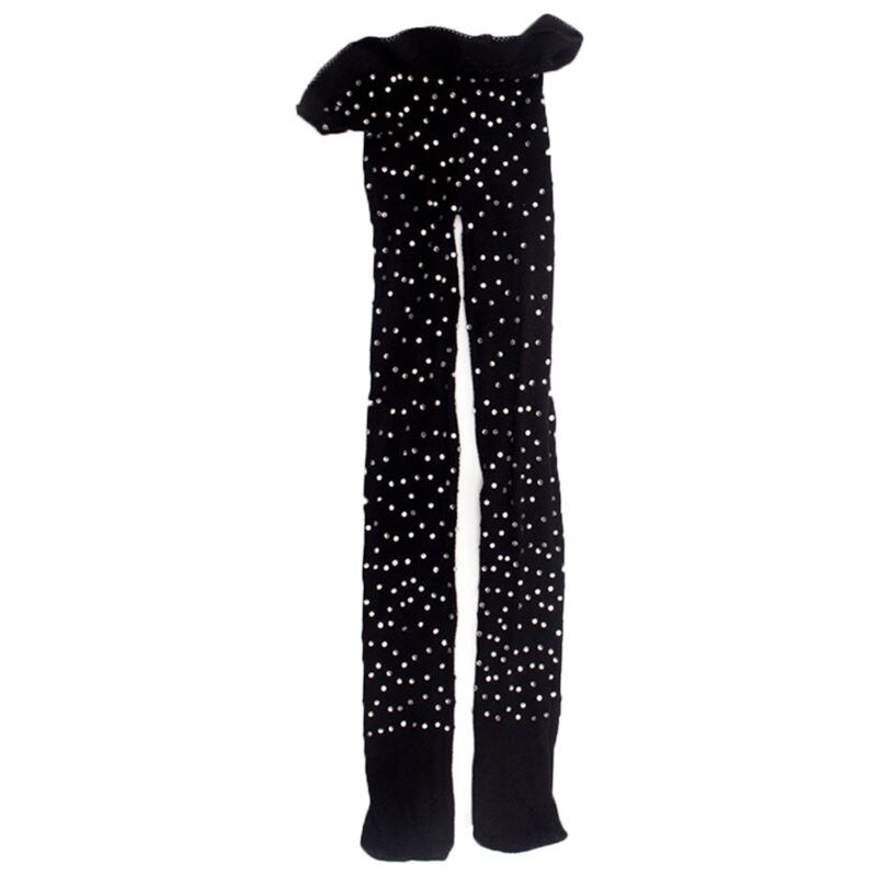 Kinderen Rhinestone Visnet Sokken Mode Meisjes Dieptepunt Sok Dunne Panty 40JC: Black / Length app.48 cm