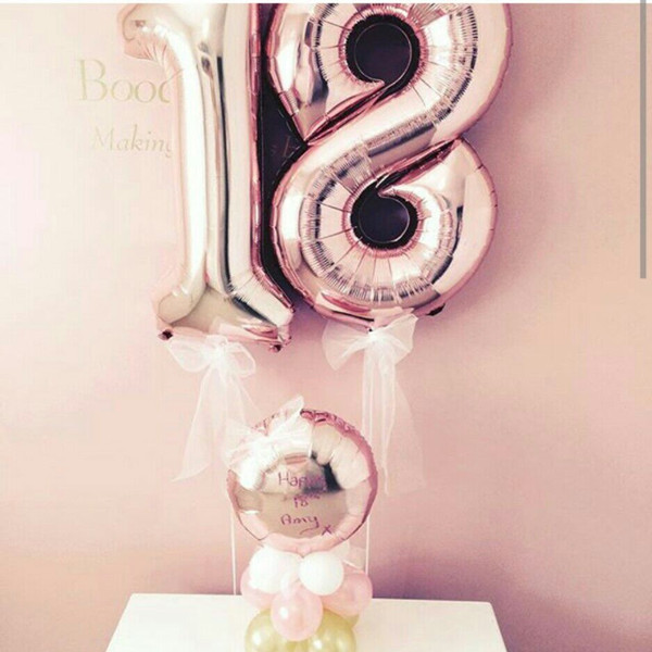 2pcs/lot Large Size Foil number Balloons 40inch Rainbow Rose Gold Happy 18th Birthday Anniversary Party Decor Supplies: rose gold