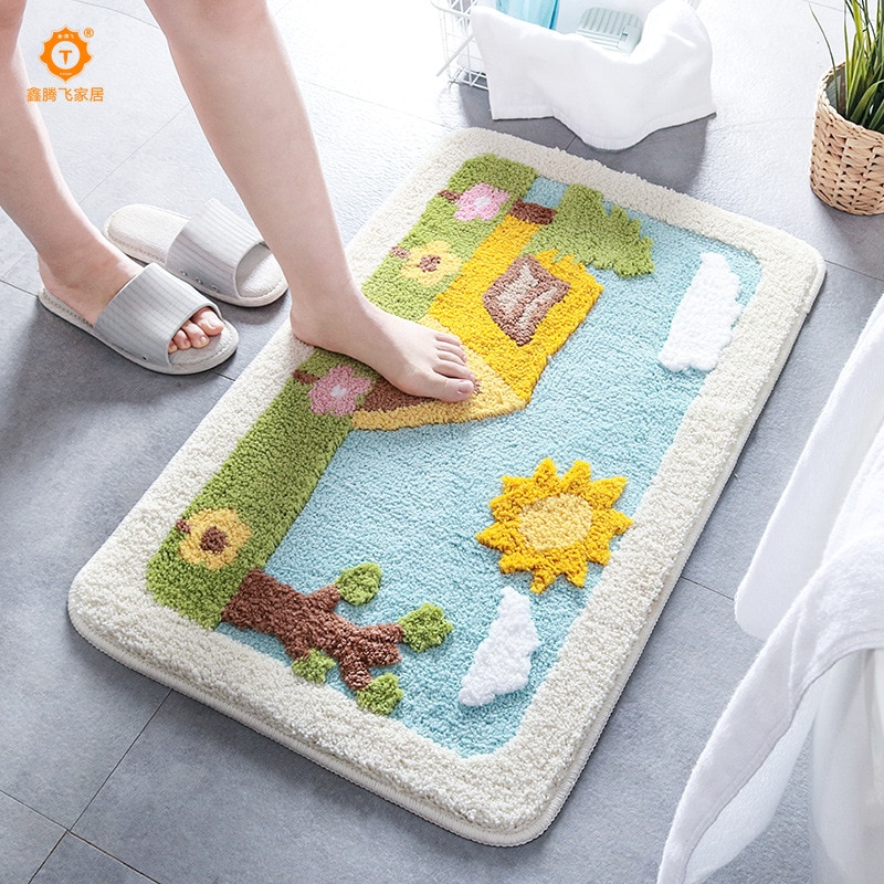 Zachte, zachte badmat, badkamer deurmat, decoratie, absorberende, antislip badmat, badmat, deurmat