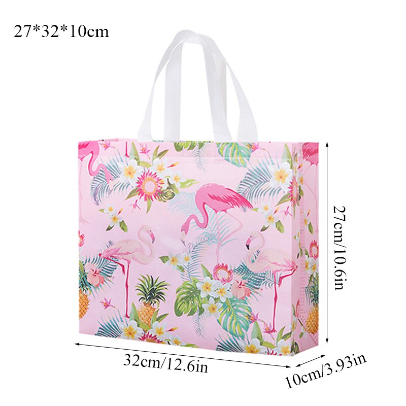 Non-tissé tissu réutilisable sac à provisions rose Flamingo imprimé sac d'épicerie Portable voyage stockage sac à main pochette Eco sac