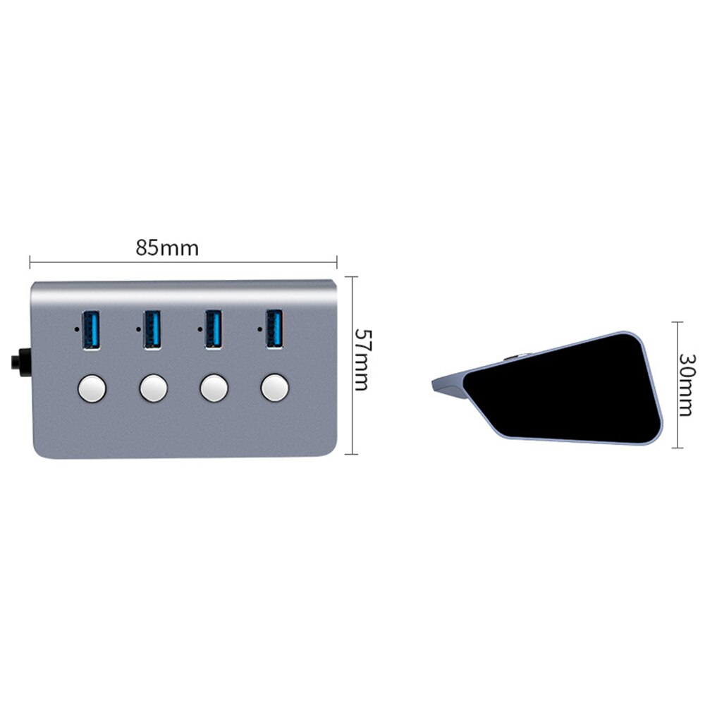 Usb-hub 4 -poorts usb 3.0- hub supersnelle usb-splitter met onafhankelijke schakelaar, werkend licht voor laptop, desktop-pc hub usb-adapter