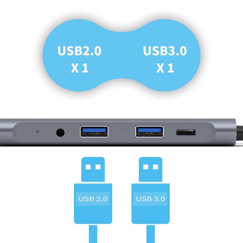 5 In 1 Type C Hub Naar Hdmi 4K Usb 3.0 2.0 USB-C Pd 60W Opladen Audio Voor pro/Air Samsung Met Usb C Laptop