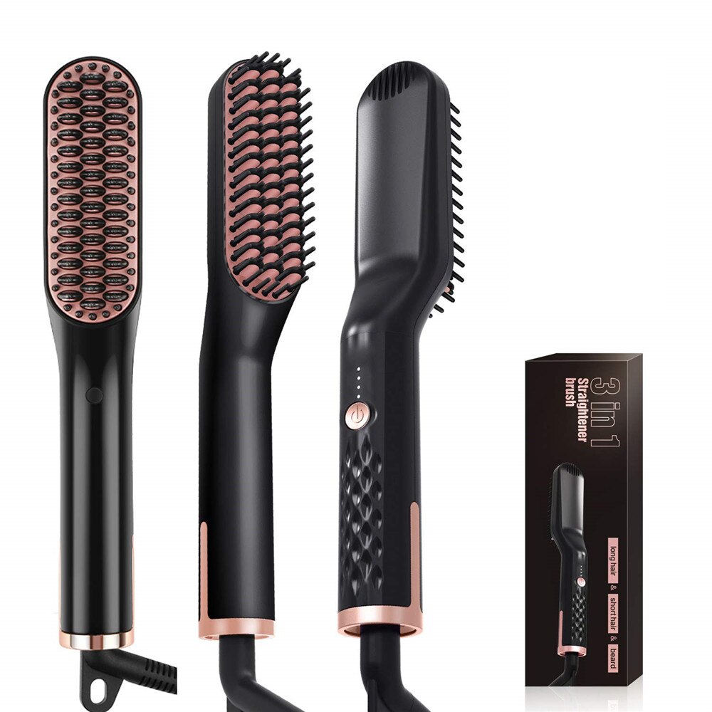 One Step Air Brush Hair Straightening Brush Smoothing Straight Hair Blower Brush Electric Hairbrush Heating Comb Hair Styler: UK Plug / With box