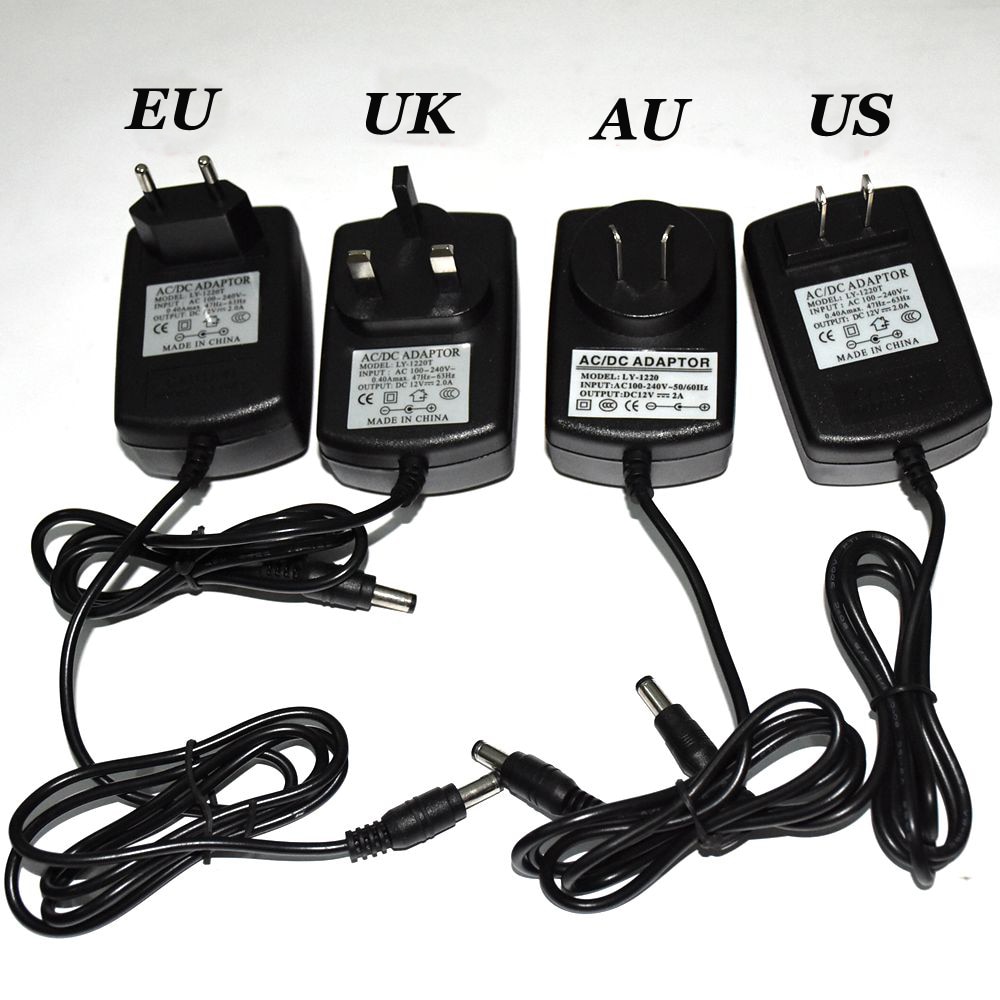 12 V 2A AC DC Adapter Voeding DC 5.5mm2.1mm Plug 12 Volt 2 Amp Universele Voeding Muur plug voor LCD LED Light Strip