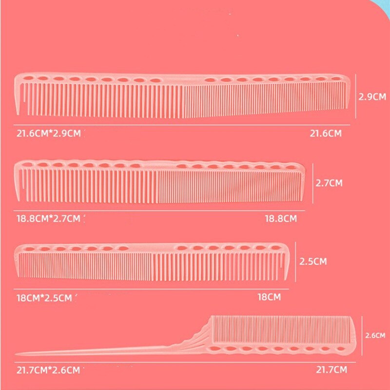 Hairdressing Scale Pointed Tail Comb Hair Styling Rat Tail Comb Pink Plastic Fine-tooth Hair Comb Beauty Tools