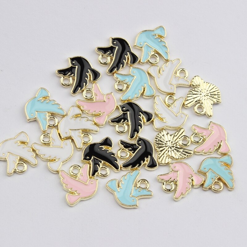 Mini pendentifs en forme de colombe de la paix, 30 pièces/lot, en alliage de Zinc, émail, 10mm