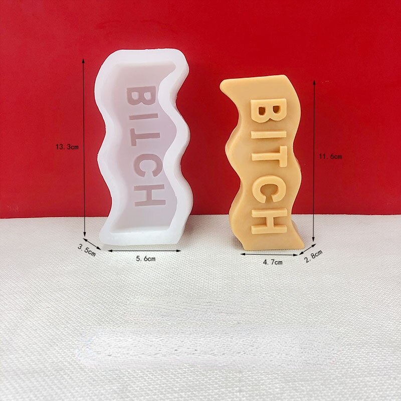Moules à bougies en Silicone polyvalents, salutations anglaises créatives, pour plâtre, savon, mots anglais, bricolage: BITCH