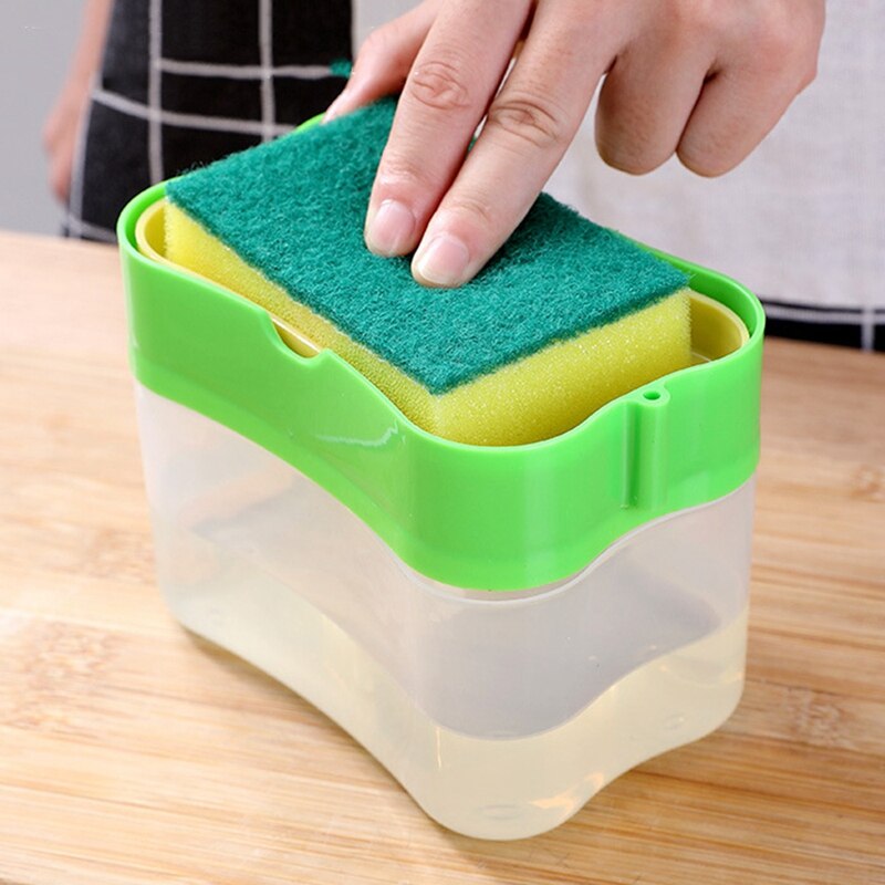 Zeep Pomp Dispenser Met Spons Houder Vloeibare Dispenser Container Handpers Zeep Organisator Keuken Cleaner Gereedschap