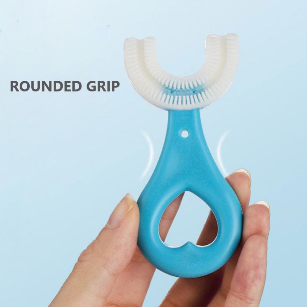 Spazzolini da denti a forma di U in Silicone con manico spazzola per la cura orale per 2-12 anni spazzolini da denti manuali a forma di U all&#39;ingrosso