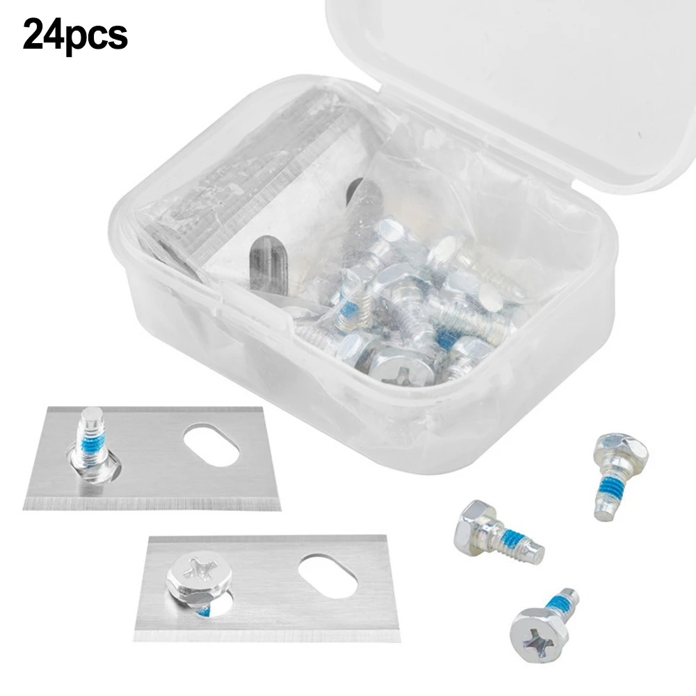 24PCS/Set Lawn Robot Blade With Screws For Robomow RK Robotic Mower 32x18.6x0.9mm Stainless Steel Blade Replacement Practical: Silver