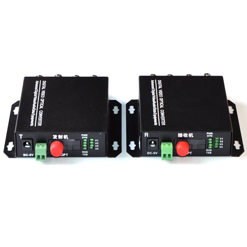 1 Pair 4 Channel Analog Video Optical Fiber Converter 4V1D Fiber Video Optical Transmitter and Receiver