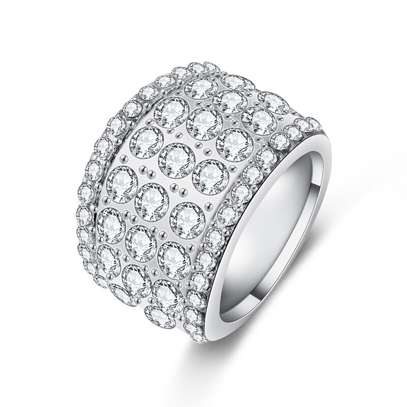 Shining CZ Zirkoon Ring Elegante Zilveren Strass Ring Voor Vrouwen Bruiloft Partij Sieraden Grootte 6-10