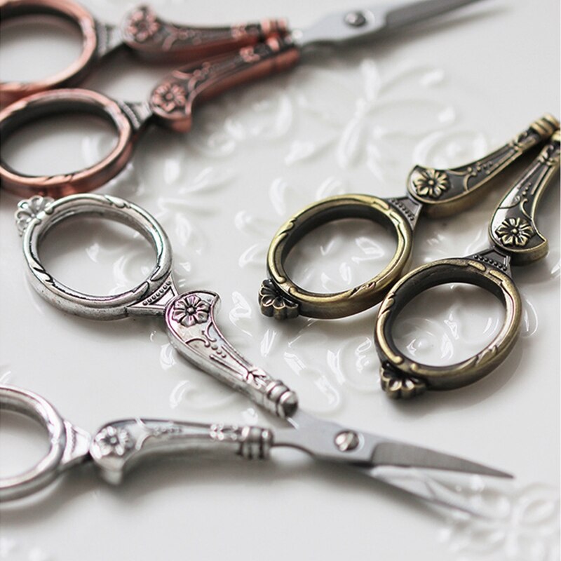 Retro Goud Zilver Gesneden Kruissteek Rvs Schaar Papier Handwerk Diy Stof Cutter Office Home Supply Tool