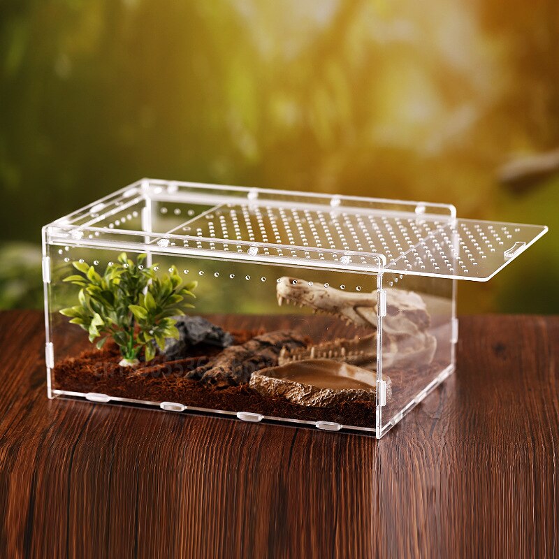 Alec Crawling Pet Terrarium Full Landscape Sliding Lid Terrarium Spider Gecko Snake Breeding Box Pet Box with Ventilation Holes