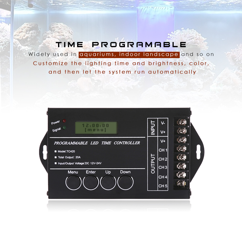 Verbeterde TC420 TC421 Tijd Programmeerbare 5 Ch Output Led Strip Licht Controller, Veel Gebruikt In Aquaria, aquarium, Plant Grow
