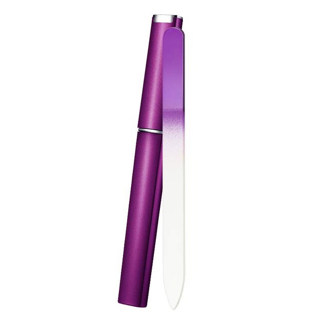 Premium glas neglefil med etui, krystal neglefil, salon manicure værktøj til naturlige negle, til kvinder piger: Lilla
