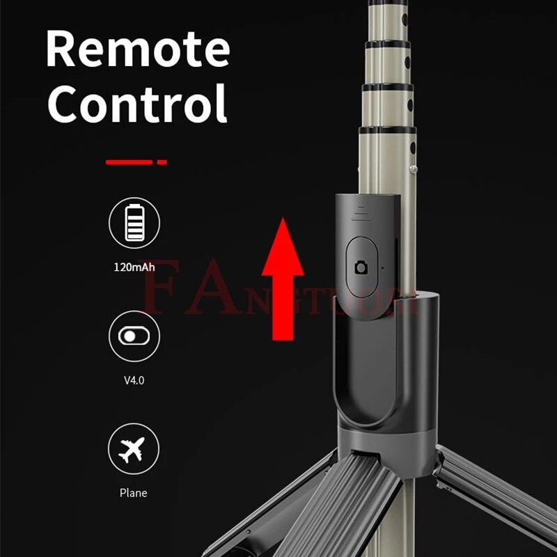 Selfie Stick Tripod - 90cm Extendable - Bluetooth Remote - 5in LED Ring Light - Aluminum & PC