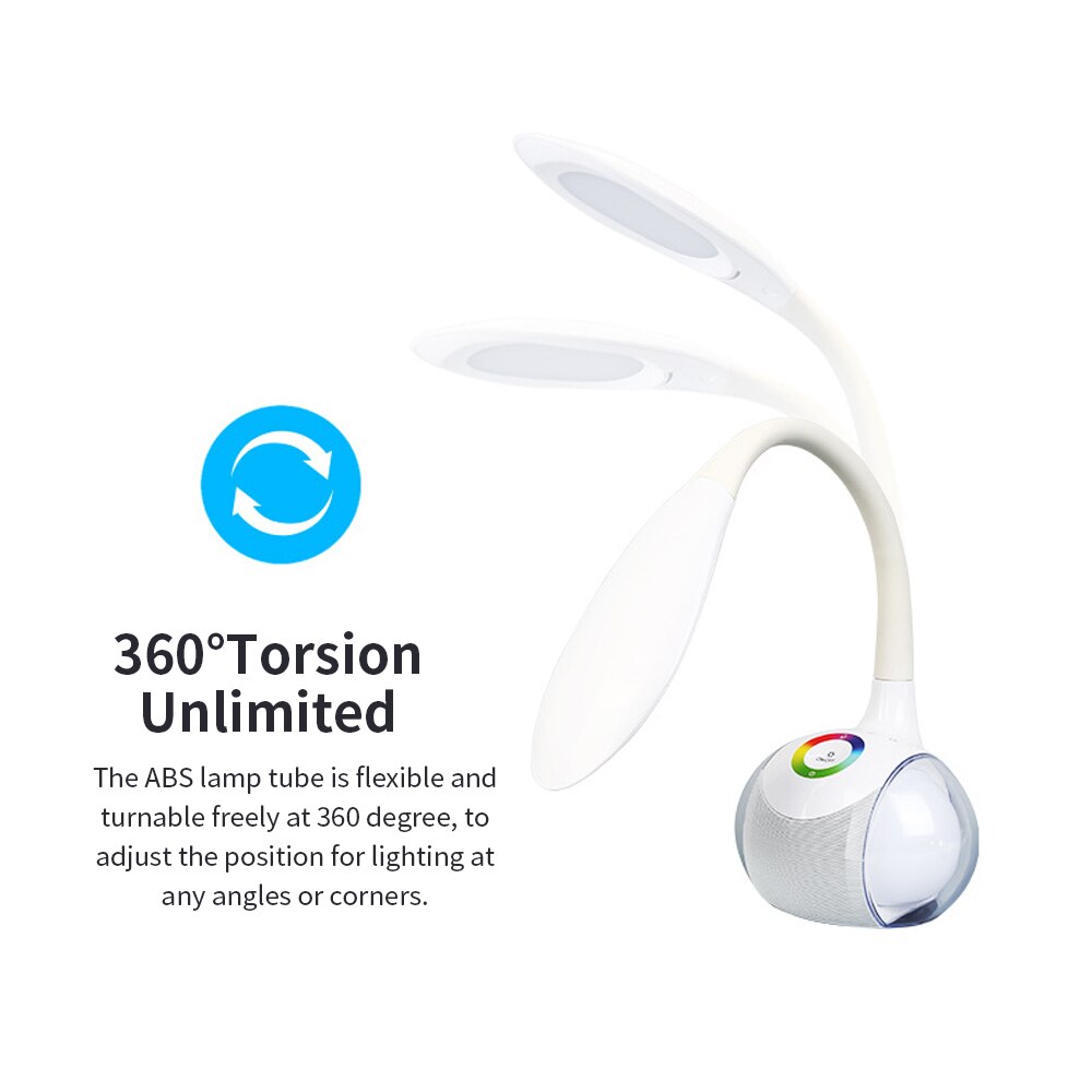Speaker Smart Adjustable Desk LED Lamp BL-052 BT Wireless Touch Control HD Music Speakers 3-Level Brightness USB Charge Lamp
