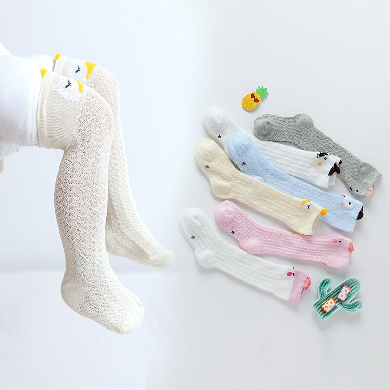 Baby Summer Thin Mesh Long Socks Newborn Girls Cotton Knee Socks Mosquito Proof Socks for Infants Animals