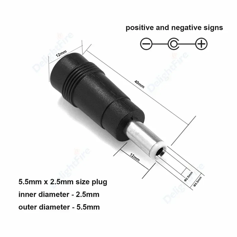 DC-Netzstecker-Stecker-Adapter, 5,5 x 2,1 mm Buchse auf 5,5 x 2,5 mm Stecker, Schalttafelmontage, Terminal-Konverter für Laptop