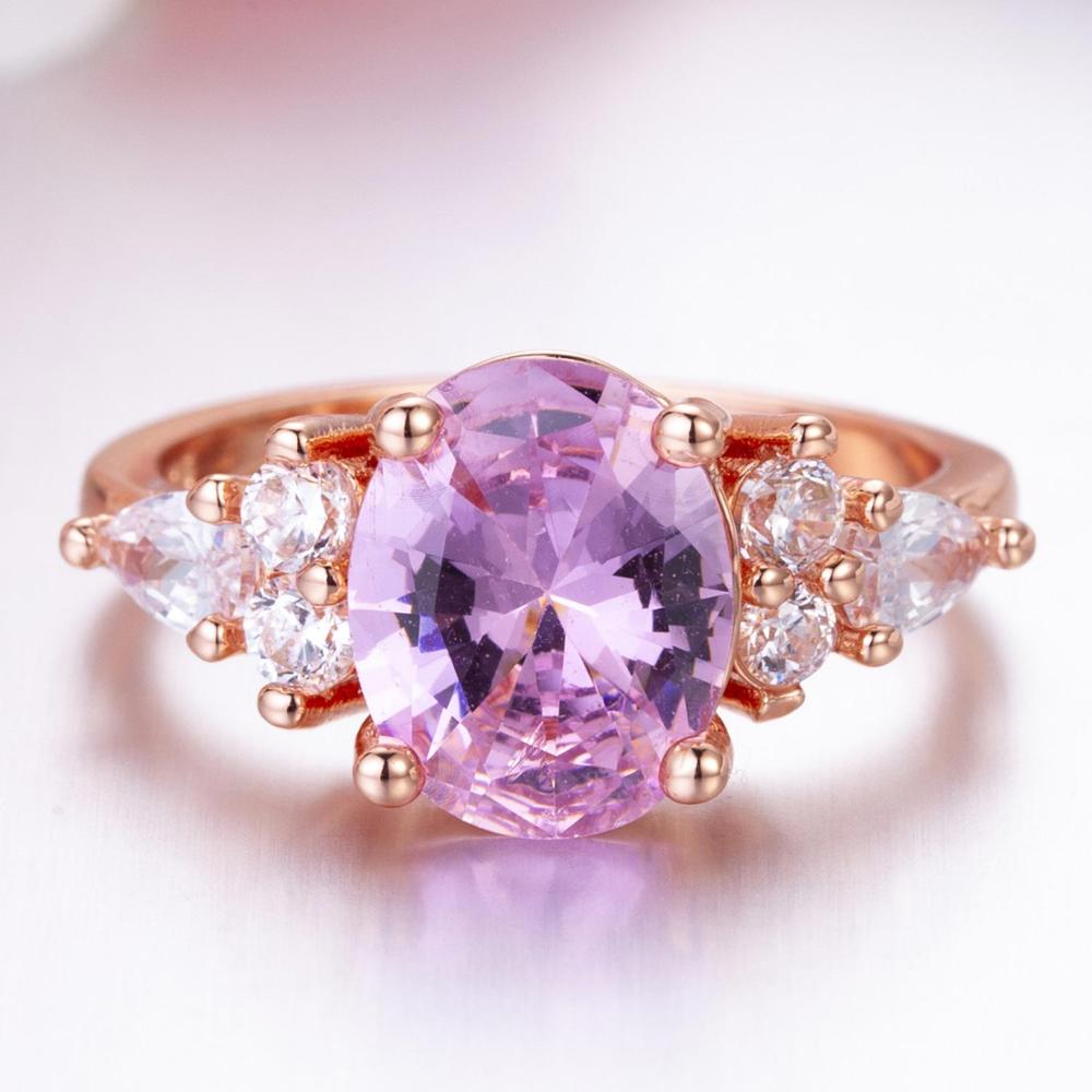 Huitan Exquisite Engagement Vinger Ringen Voor Vrouwen Met Roze Kleur Kubieke Zirkoon Steen Griffenzetting Fabriek Directe Verkoop Ring: 9