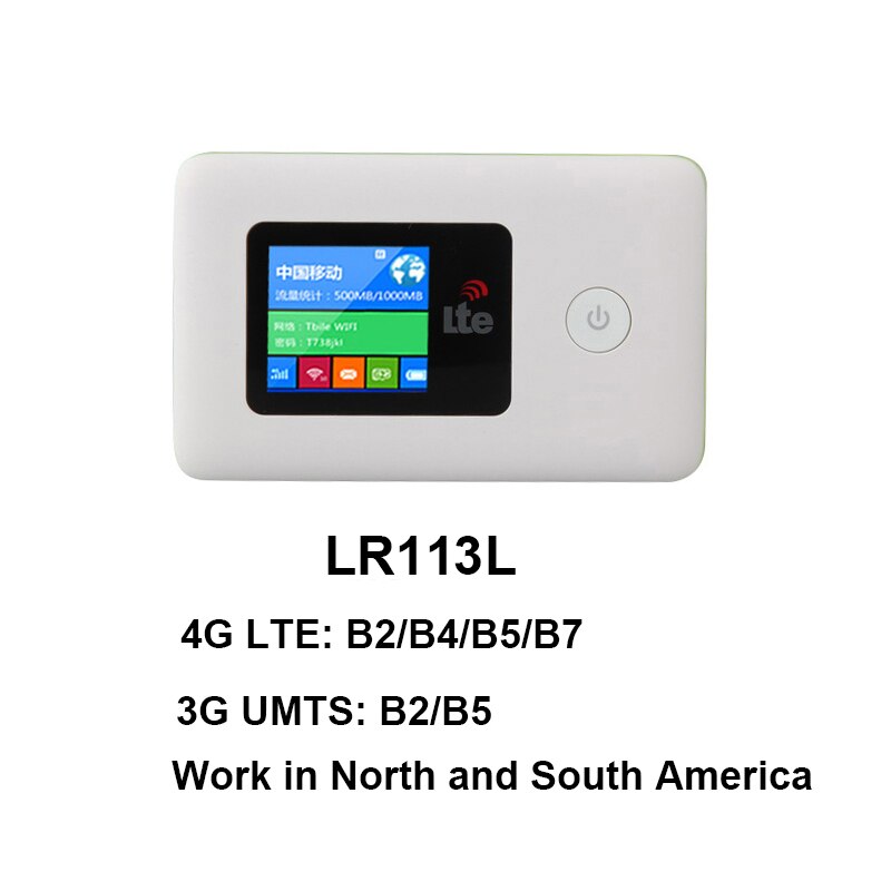 3G/4G odblokuj/przenośny/a/bezprzewodowy router Wi-Fi LTE kolorowy ekran mobilny Wi-Fi router hotspot z gniazdo karty SIM dla ameryki USA Chile: LR113L