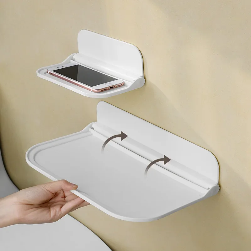 Półka ścienna składana bez wiercenia na telefon, robić łazienki, toalety, kuchni, przy łóżku, na router WiFi.: żółty