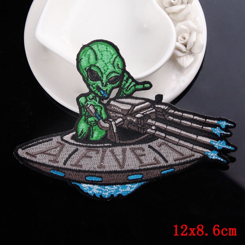 Diy Alien Patches Ijzer Op Patches Voor Kleding Borduren Patch Ufo Applicaties Custom Planet Stickers Strepen Badges Op Kleding