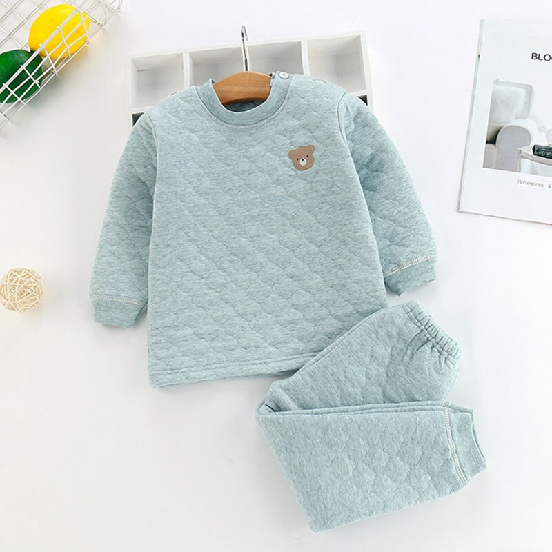 herbst Winter Pyjamas Für Kinder Plus Samt Verdickung Housecoat Set Warme Freizeit Haus Jungen Outfit Nette Mädchen Kleidung