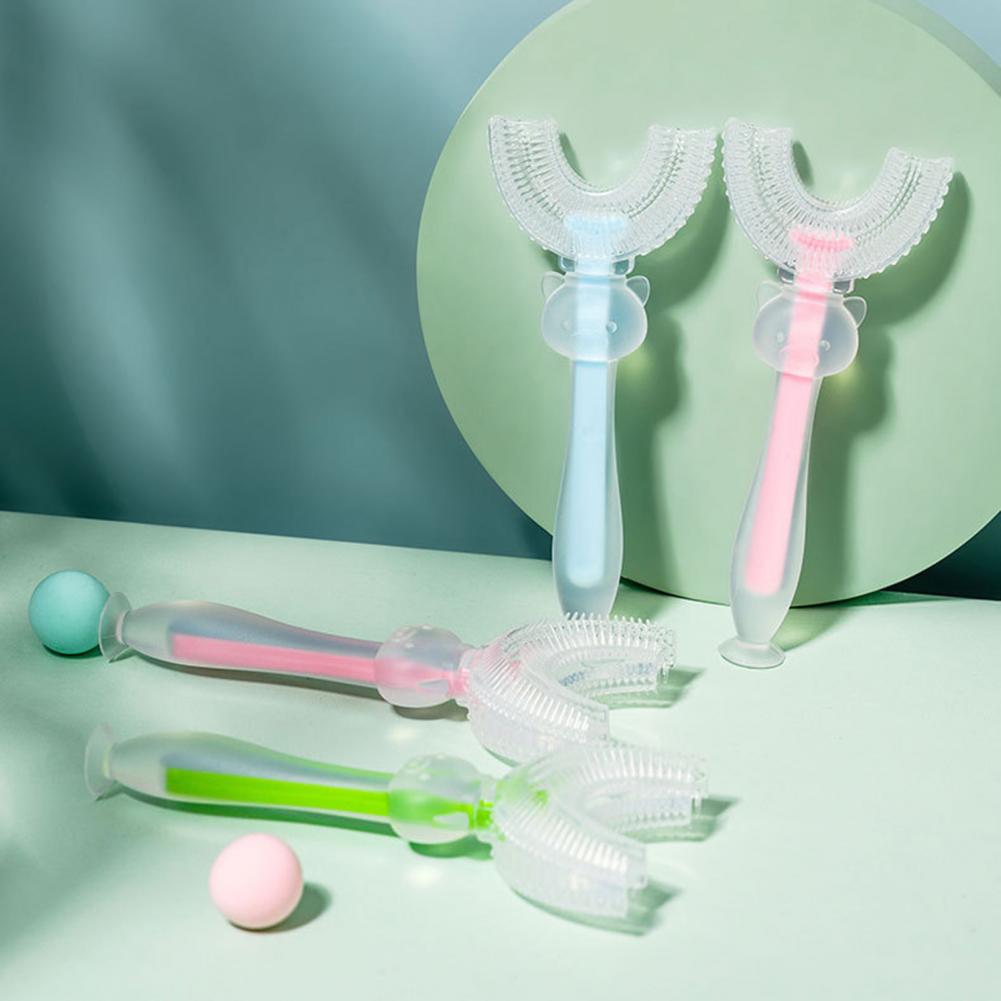 1 Pc Baby Toothbrush Cartoon Shape Suction Cup Bottom Silicone Infant Manual Cleaning Toothbrush BPA free for Gum Care 2-14Y