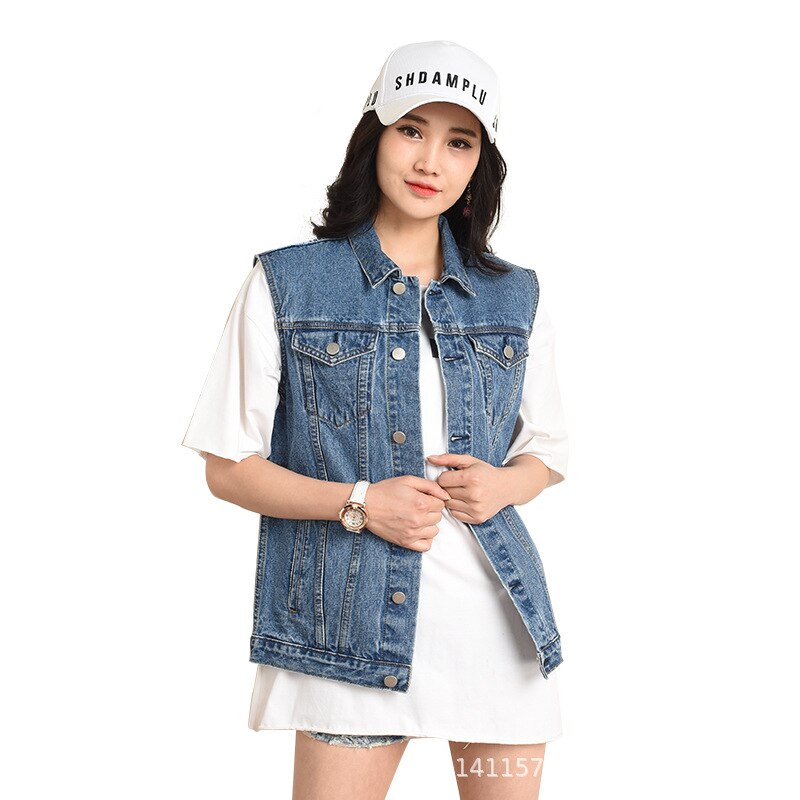 Frauen Westen Plus Größe 6XL ärmellos Denim Weste Jacke Übergroßen Gewaschen Jahrgang Jeans Mantel Damen Westen Winter Oberbekleidung Mantel: M
