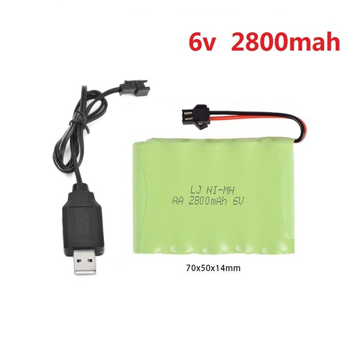 YUKALA 6V 2800mAh Ni-MH AA batterie avec chargeur pour camion RC/voiture RC/bateau RC/réservoir RC SM/JST/TAMIYA prise 6 v 2800 mah: Gris clair