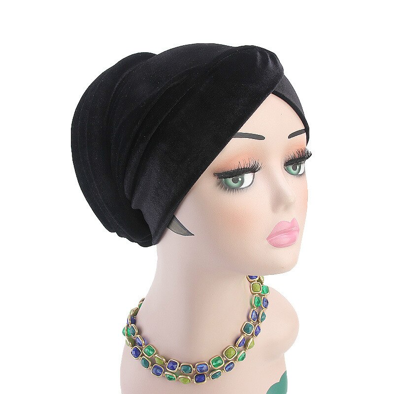 Pañuelo mujer musulmana de terciopelo de Color liso, hiyabs para mujer, turbante, gorro, cubierta de algodón, gorro interior de hiyab, prenda Islámica para la cabeza, sombrero debajo de la bufanda: Negro