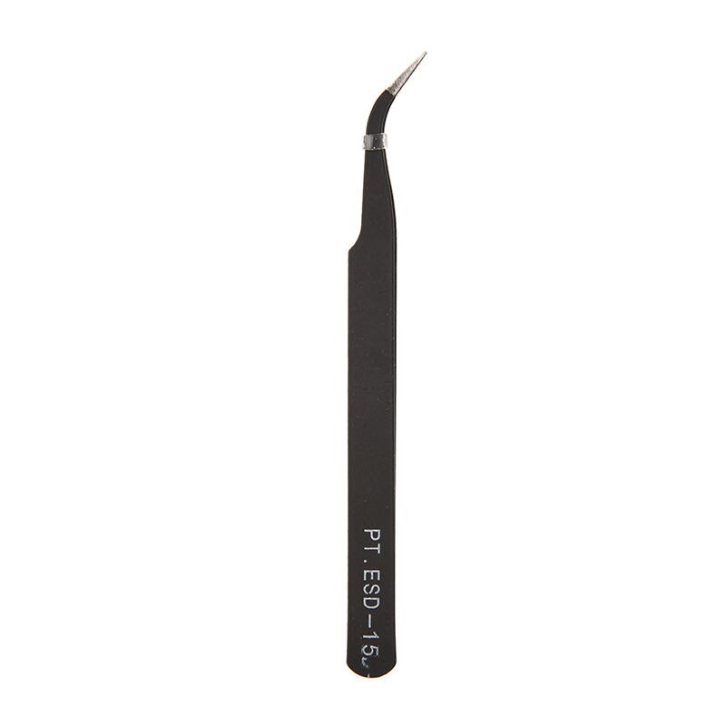 Tweezer Set Fine Tweezers Aoje-Link ESD-17 Professional Anti-Static Technology Tweezers, Non-magnetic Fine Tip Curved, Stainless Steel Plastic Coated, Full Length 125mm, Black, 6pcs Fine Tweezers Precision Tweezers Men
