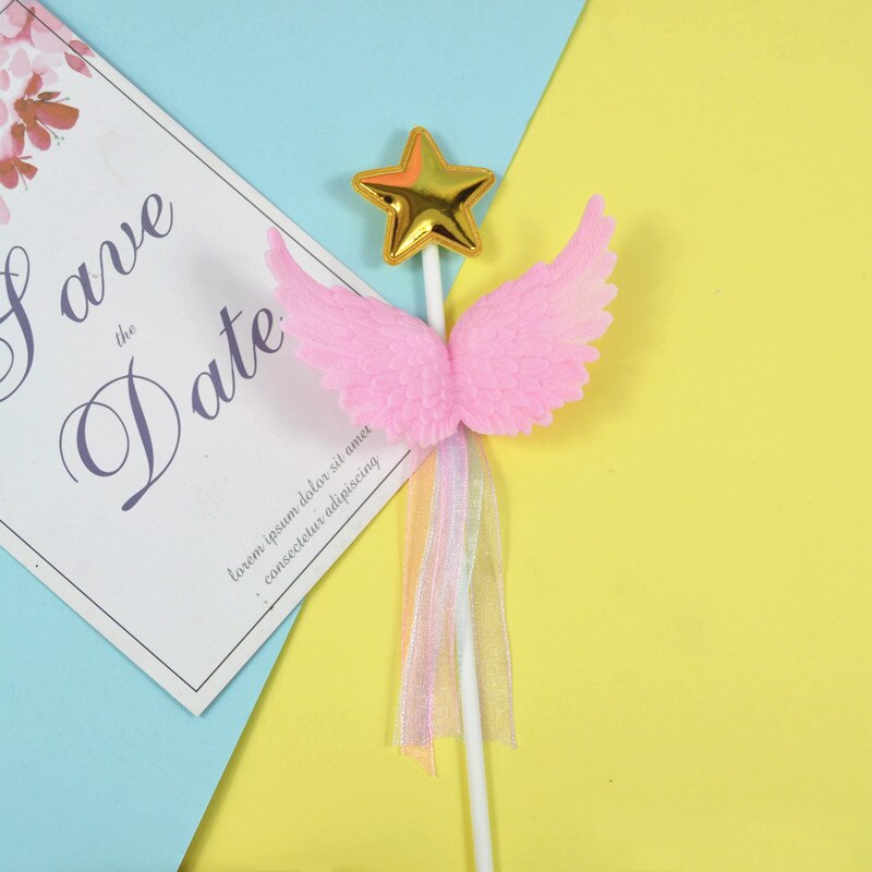 Alas de Ángel Topper de la torta de Magdalena DIY superior banderas pastel inserción decoraciones para el Día de San Valentín boda cumpleaños de accesorios