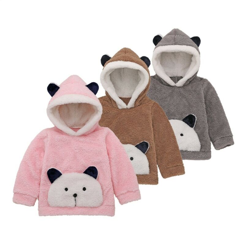 Pudcoco isbjørn plysj fleece hette småbarn baby gutter jenter polstret søt tegneserie sweatshirt topp pels hettegensere klær