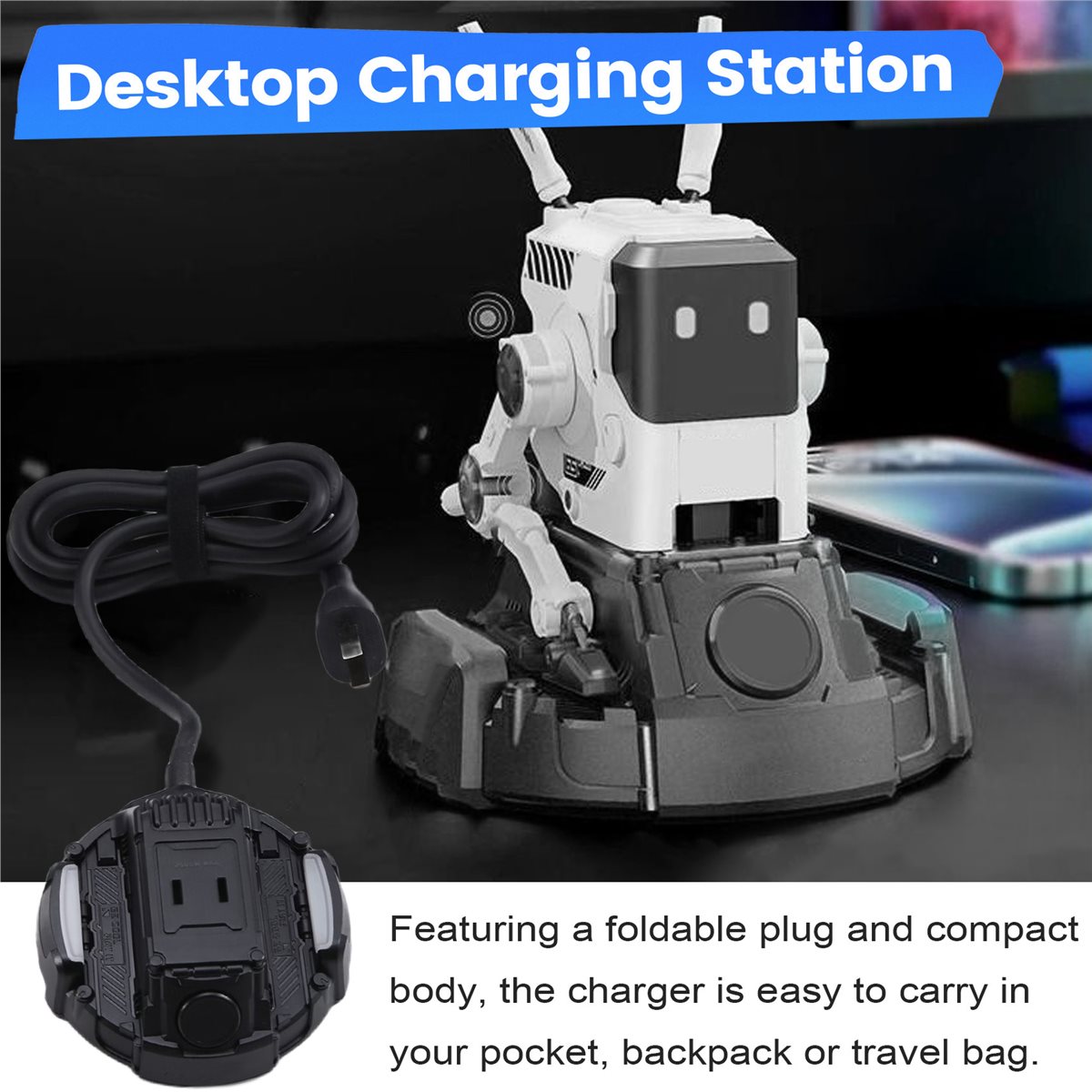 - voor gravastar alpha 65 robotlader, gan snellader, opvouwbaar, compact, reis- en bureaulaadstation met amerikaanse stekker