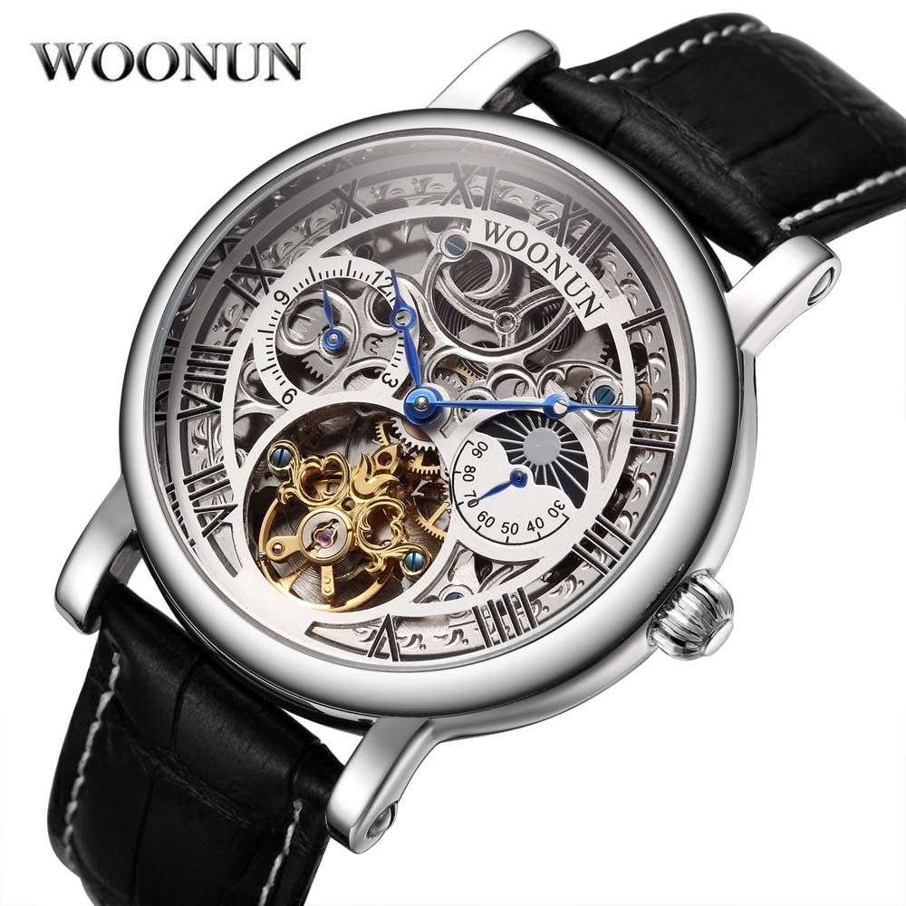 Heren Skeleton Horloges Top Brand Luxe Automatische Mechanische Tourbillon Horloge Mannen Luxe Hoogwaardige Horloge Moon Phase