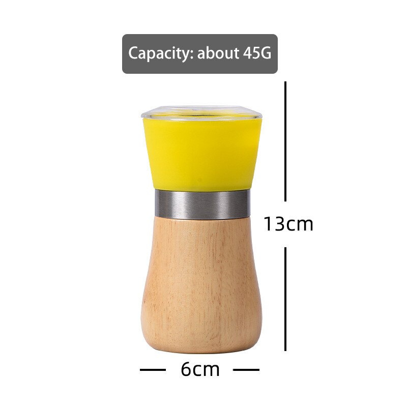 Mini handmatige pepermolen hout + plastic handmatige peper zout kruidenmolen molen kruiden voor keuken maalgereedschap accessoires: Geel