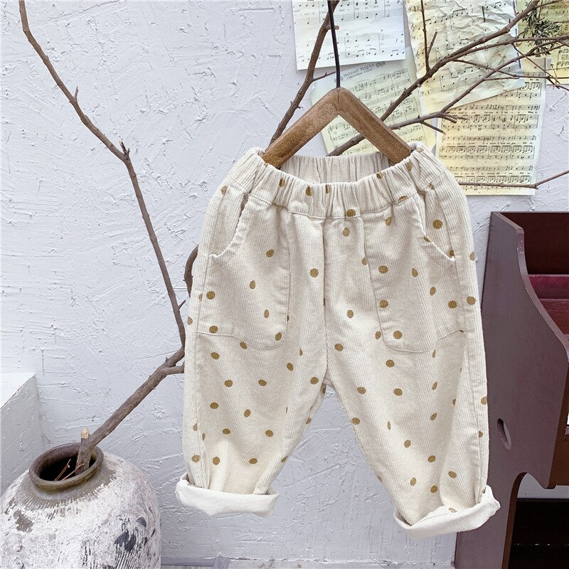 Mode Kinderen Jongens Meisjes Corduroy Broek Herfst Kinderen Dot Broek Kinderen Casual Broek Peuter Katoenen Kleding 1-6Y