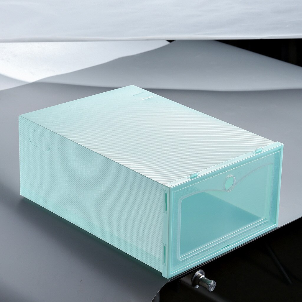 1stackable Transparent Shoe Box Dustproof Storage Box Can Be Superimposed Combination Shoe Cabinet Clamshell Shoe Organizer#P30: Green L