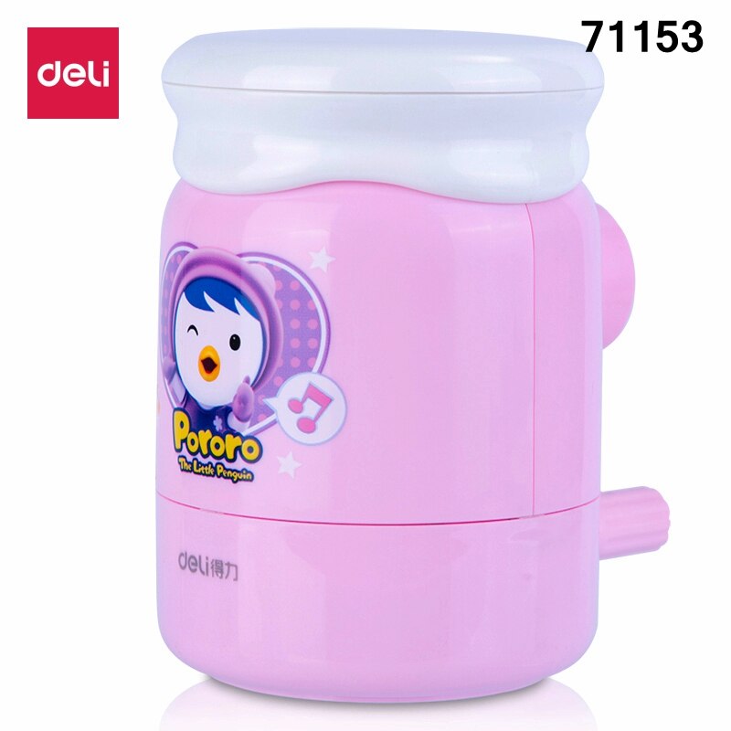 Deli 11158 hand cranked pencil sharpener Student Child pencil sharpner 6.5-8mm OD. pencil sharpener blue pink colors