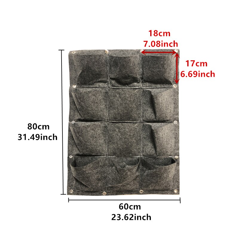 25/36/49 Zakken Opknoping Grijs Grow Bag Planter Verticale Tuin Groente Living Garden Bag Planter Groeiende Zakken Bloemen Supply: 12 grid gray